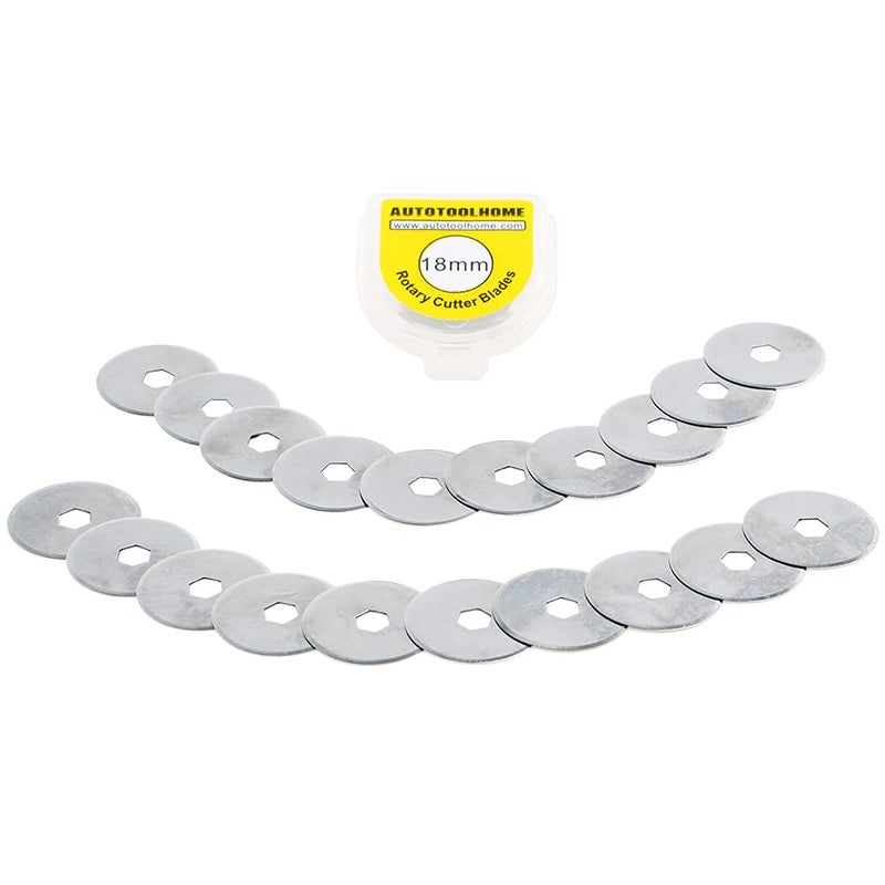 AUTOTOOLHOME 20 Pack 18mm Rotary Cutter Blades Cutting Fabric Paper Quilting Sewing Patchwork Tool - Image 1